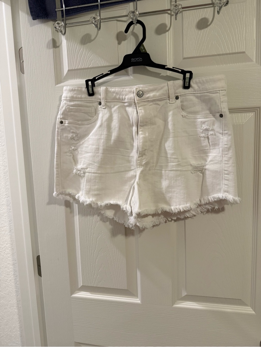 eunina White Distressed Denim Shorts - Frayed Hem